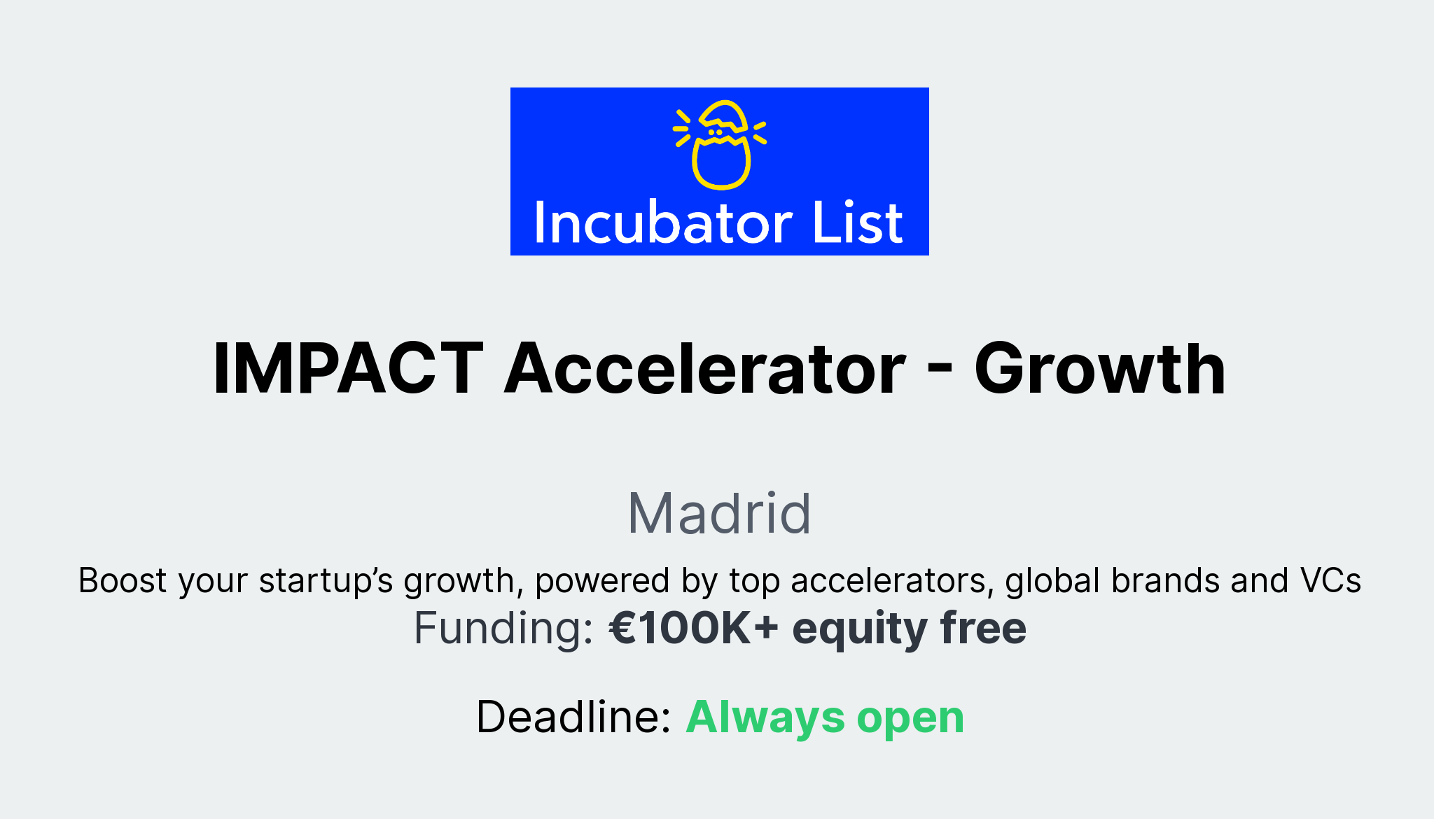 IMPACT Accelerator Growth Key Information